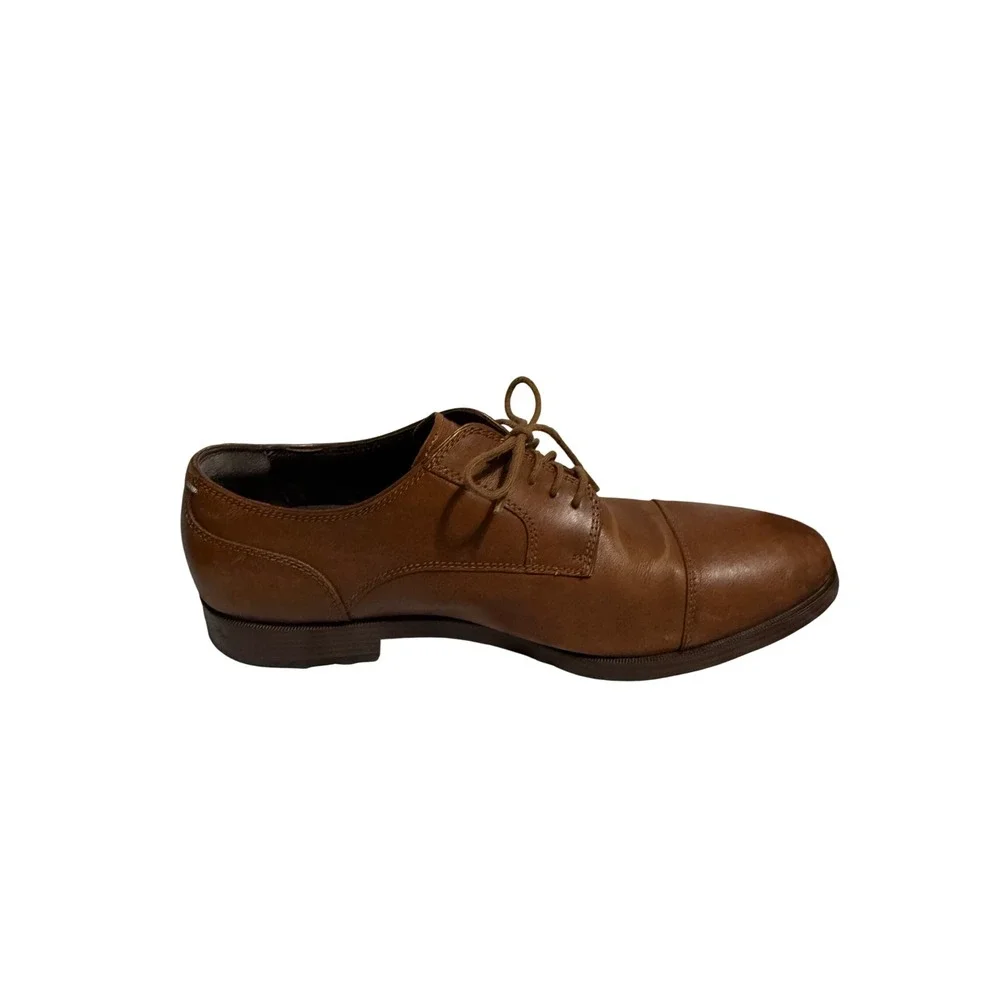 Cole Haan Mens Grand Evolution Tan Leather Cap Toe Oxford Dress Shoes‎ Size 9.5